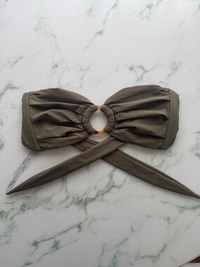 Khaki Tori Ties Bandeau Bikini Top